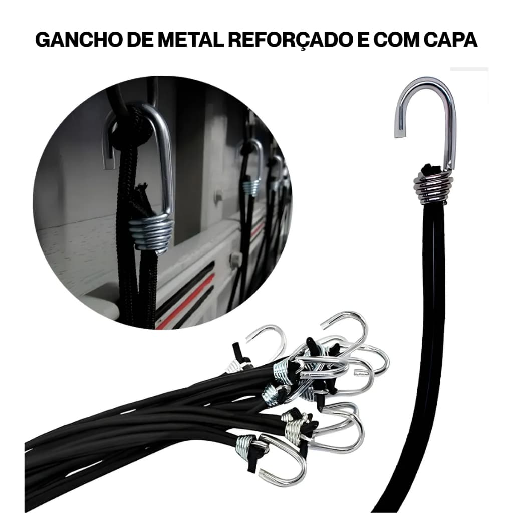 Kit 20 Extensores Elásticos de Lona cordinha Multiuso | execelente caminhões, motos e residencia