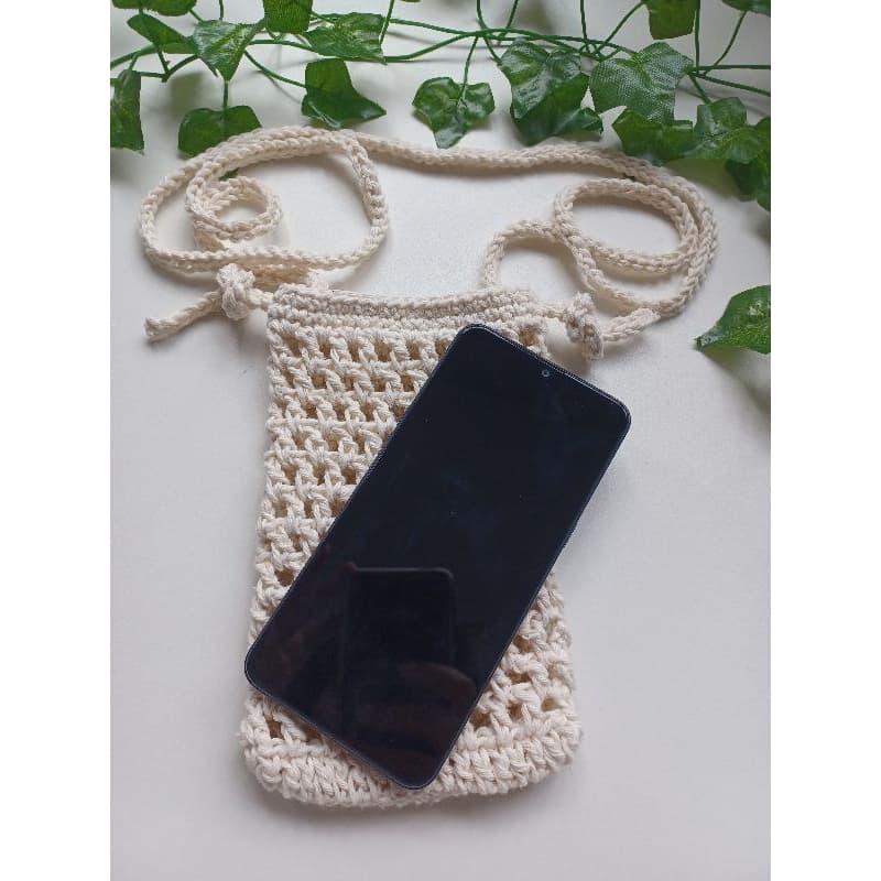 Bolsinha porta celular Cru em crochê/porta celular em crochê/bolsinha transversal