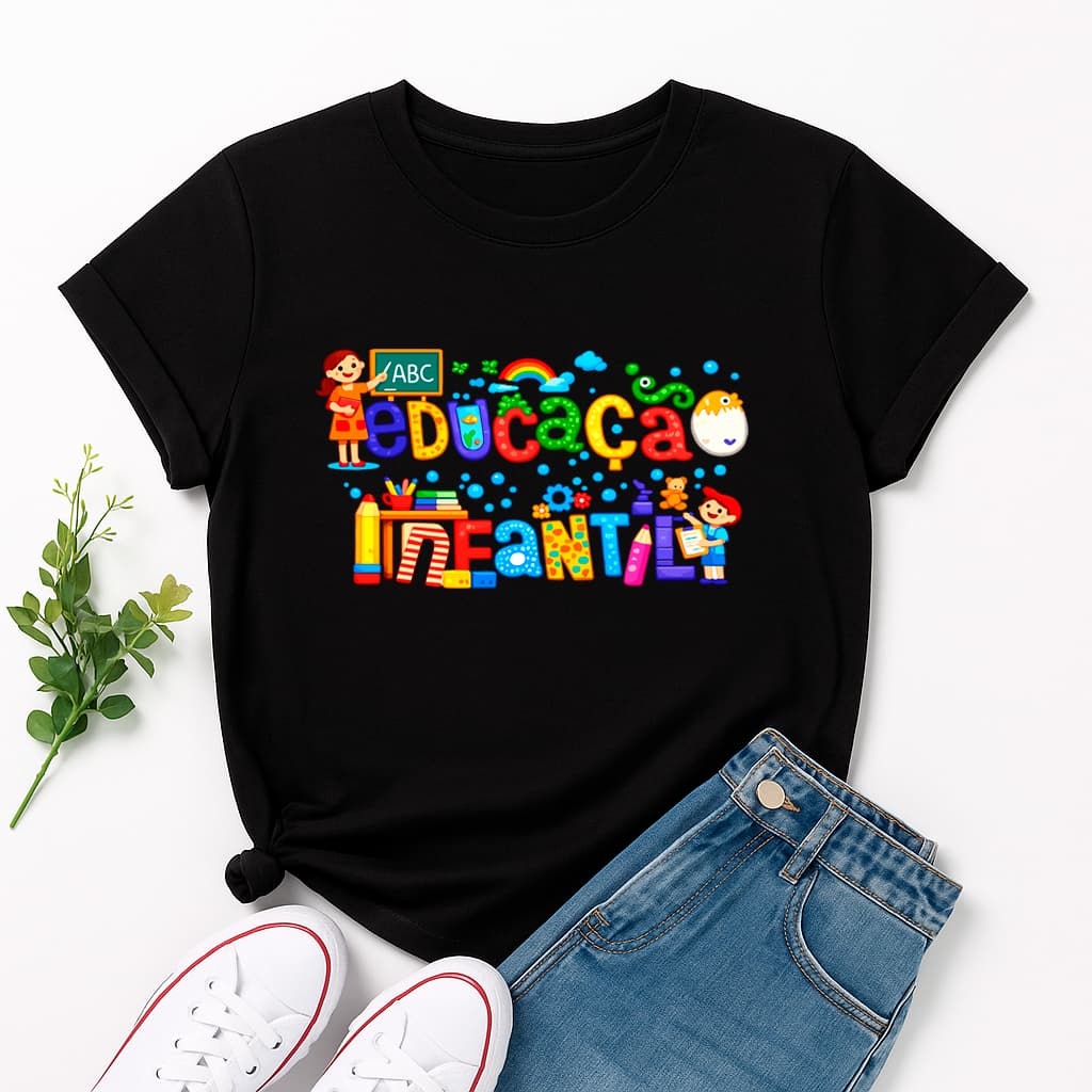 Camiseta Educação Infantil | Estilo Divertido para Sala de Aula e Eventos Tshirt