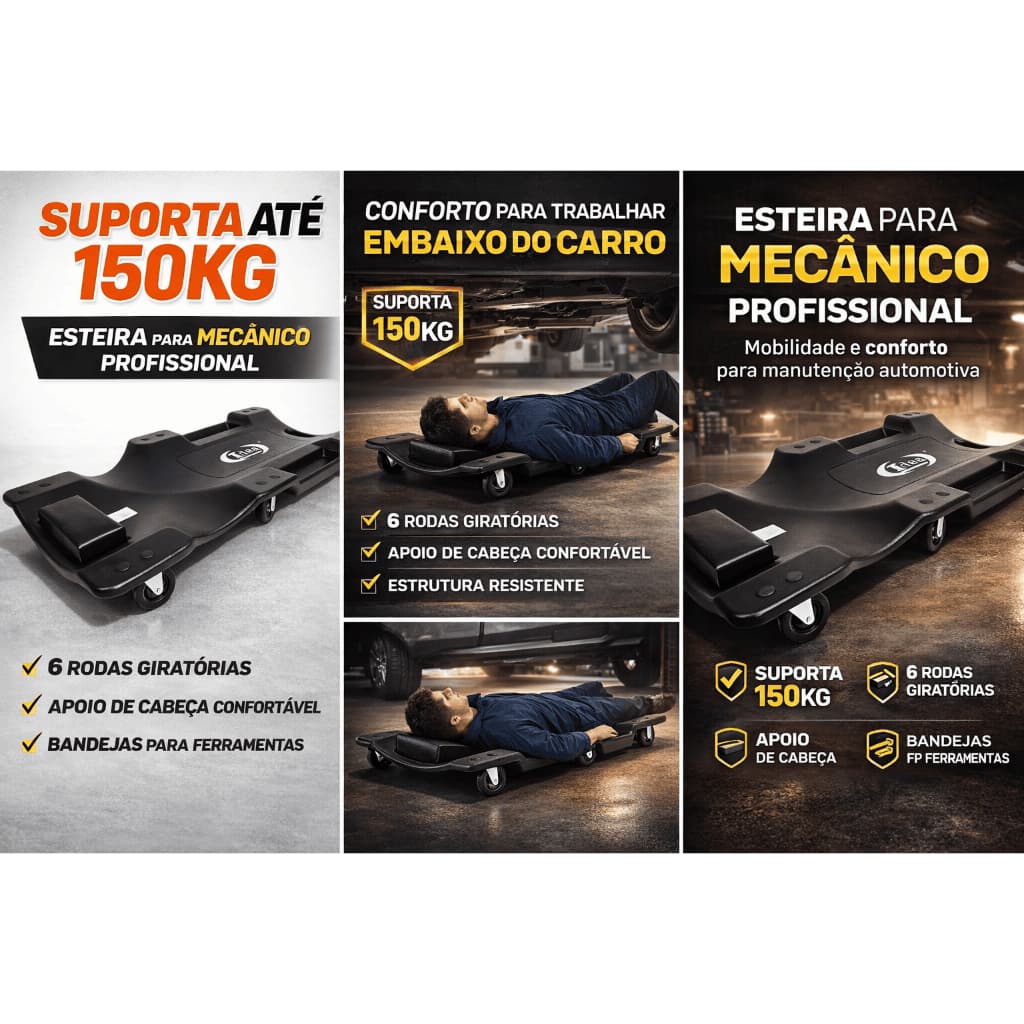 Carrinho Esteira Para Mecânico Com Encosto Capacidade 150KG