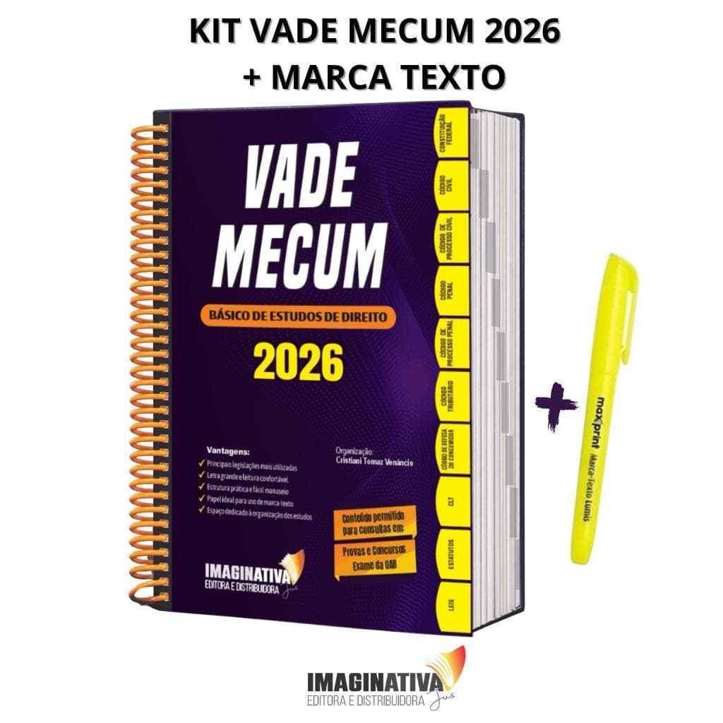 Vade Mecum 2026 - Básico de Estudos de Direito + marca texto