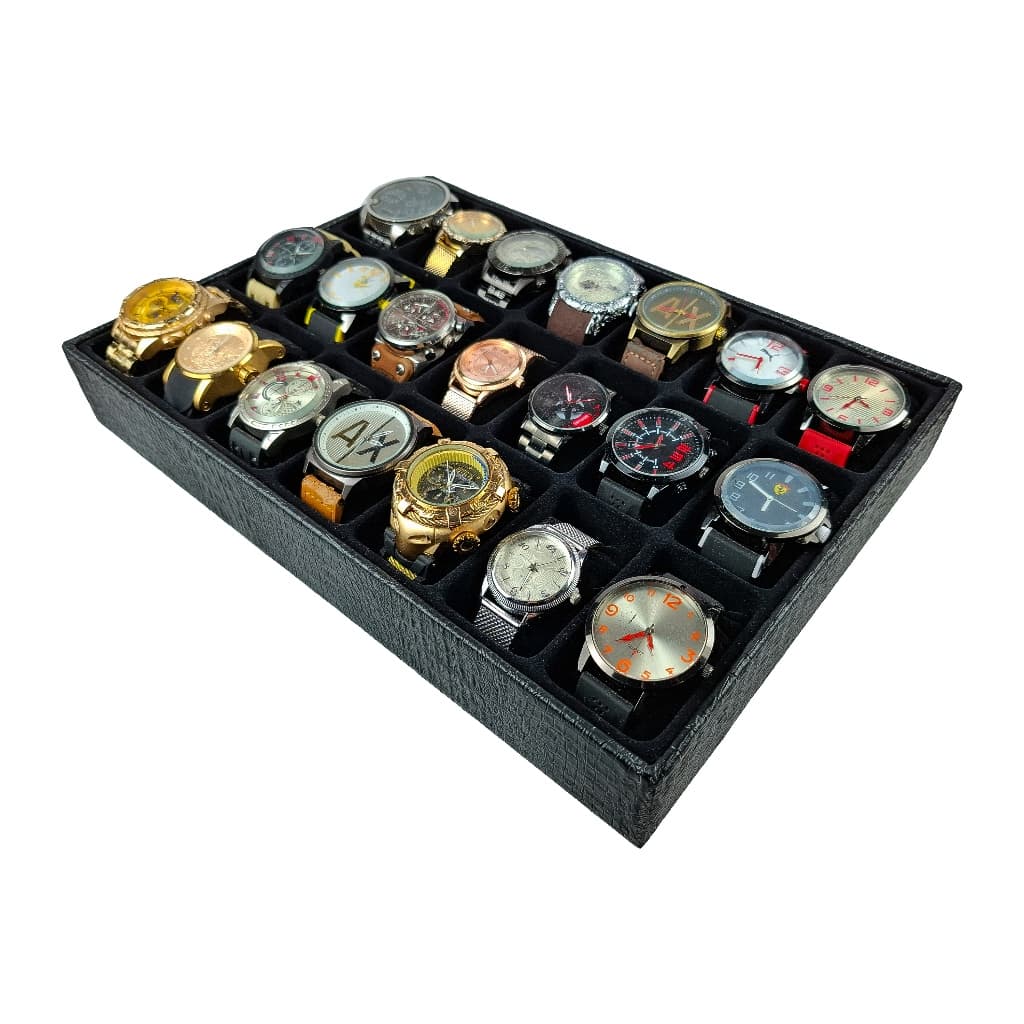 Caixa Bandeja Organizadora 21 Relógios  Closet para Gaveta PRETO