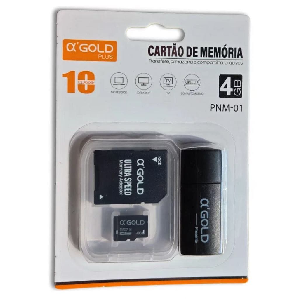 Kit Cartão de Memória 4GB α'GOLD Plus - 100% Original! Potência e Versatilidade em Suas Mãos!