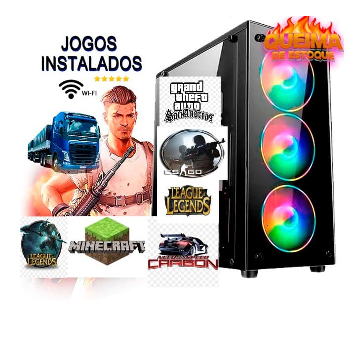 computador cpu gamer i3 16g pra estudos escritorios ssd128+hd500 roda corel autocad lol et cs Roblox