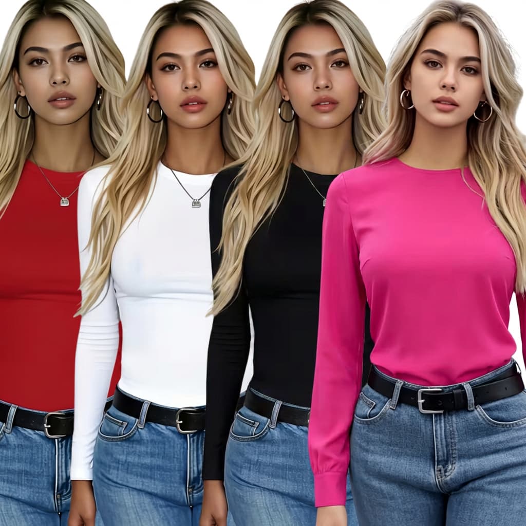 Kit 2 Camisa Térmica Feminina Proteção Uv 50+ Segunda Pele Camiseta Blusa Fria Academia Manga Longa