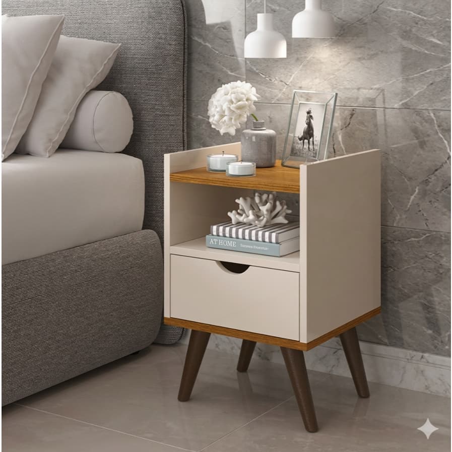 QUEIMA DE ESTOQUE! Kit 2 Mesas de Cabeceira Retro para Quarto Casal ou Solteiro Nicho - CORES