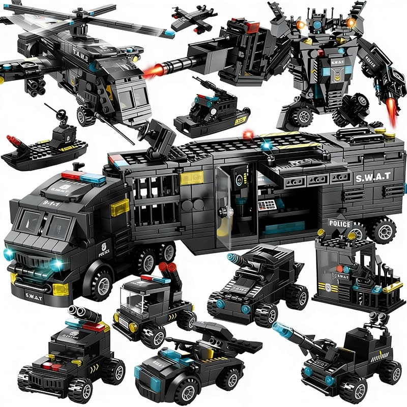 Blocos de Montar Brinquedo de Polícia 700 Peças Brinquedos Para Meninos