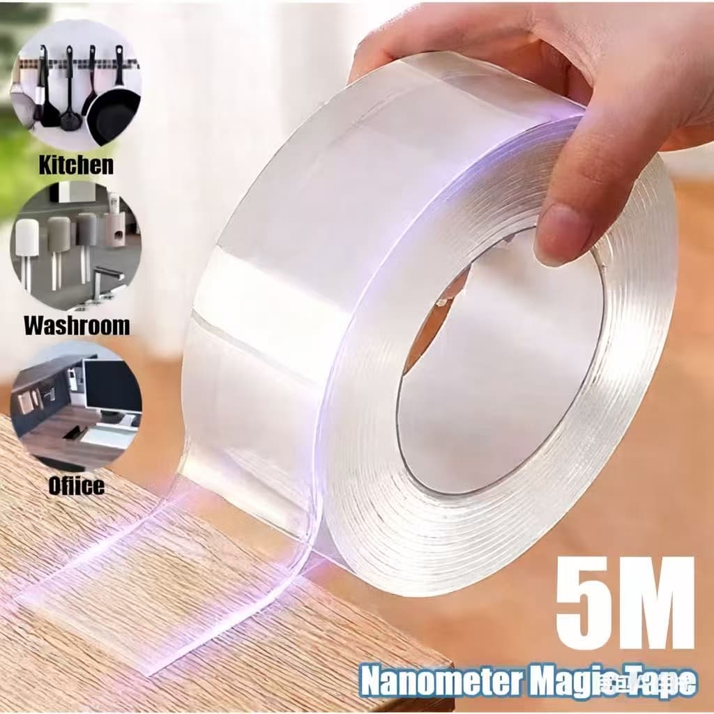 Fita Dupla Face Extra Forte Transparente NanoGel Silicone Mágica Adesiva Cola na Parede Móvel Porta