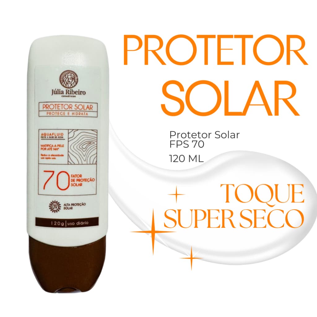 Protetor Solar Júlia Ribeiro FPS 70 – Alta Proteção, Efeito Matte e Hidratação | Uso Diário 🌞💛