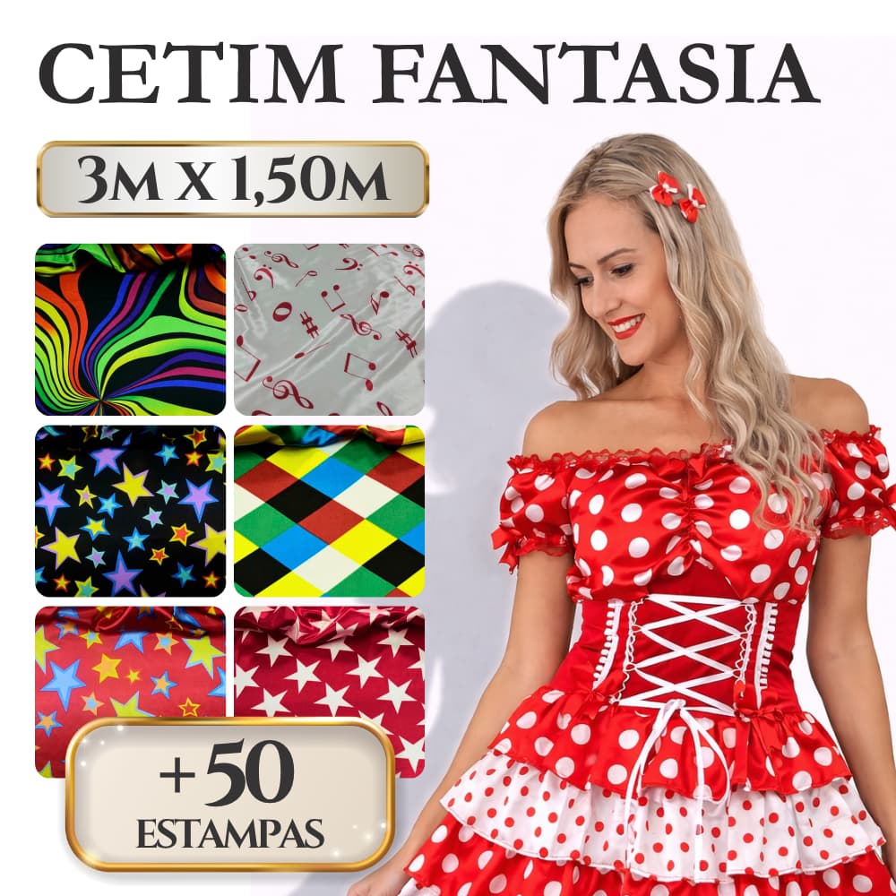 Tecido Cetim Estampado 3m x 1,5m | Ideal para Fantasias, Figurinos, Eventos, Decorações e Artesanato