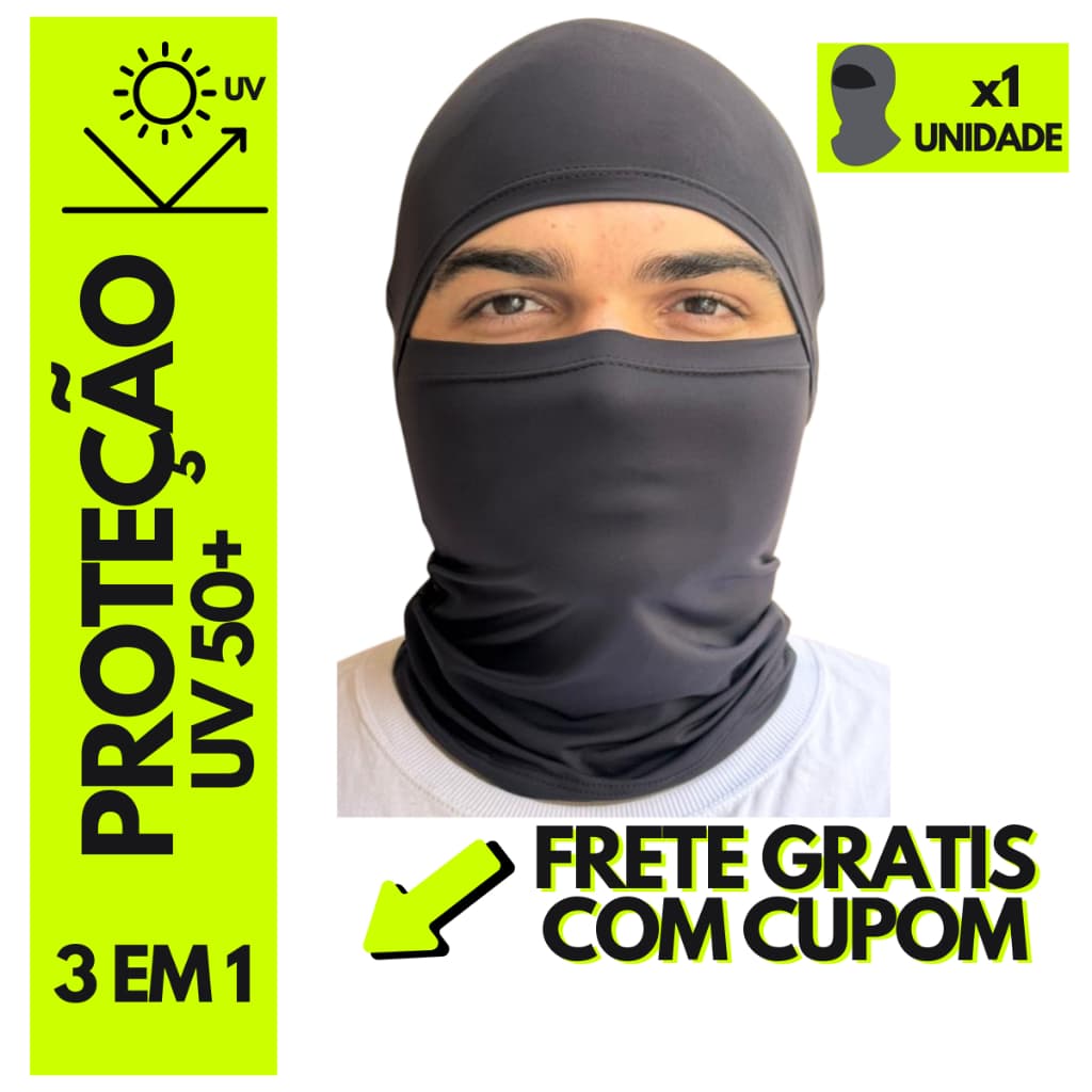 Balaclava Touca Ninja multifuncional 3 em 1 UV50 capuz térmica dupla face unissex proteção solar