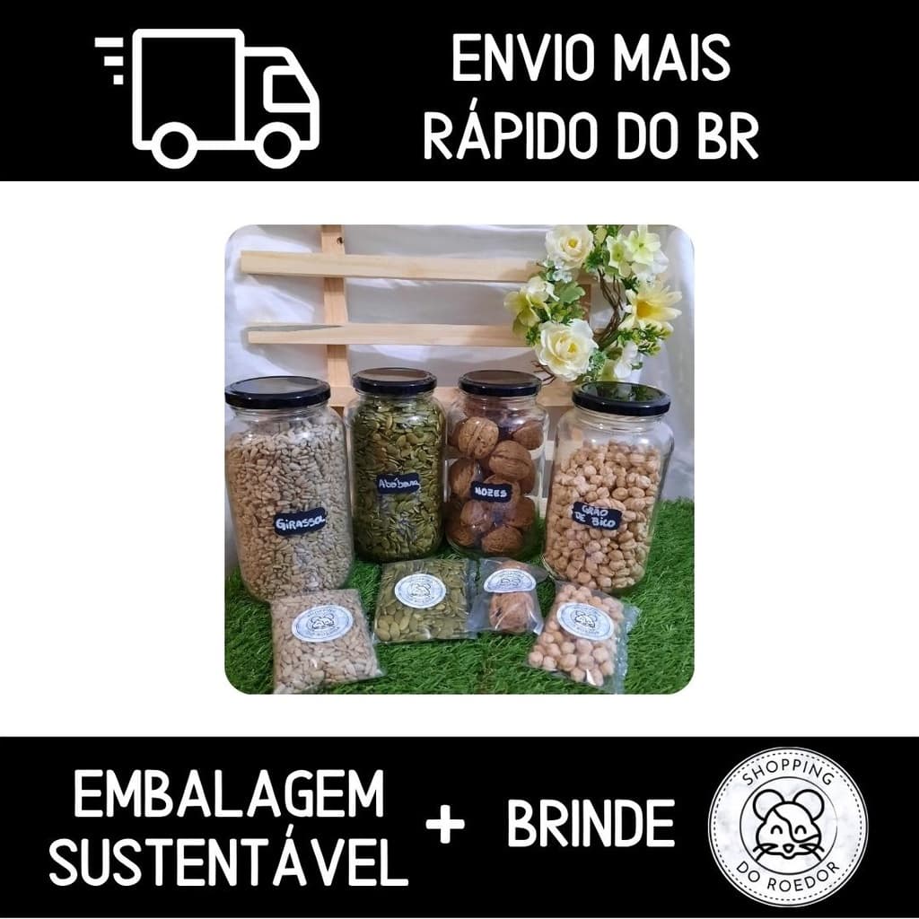 Kit Petisco Semente Abóbora Semente Girassol Nozes Grão de Bico