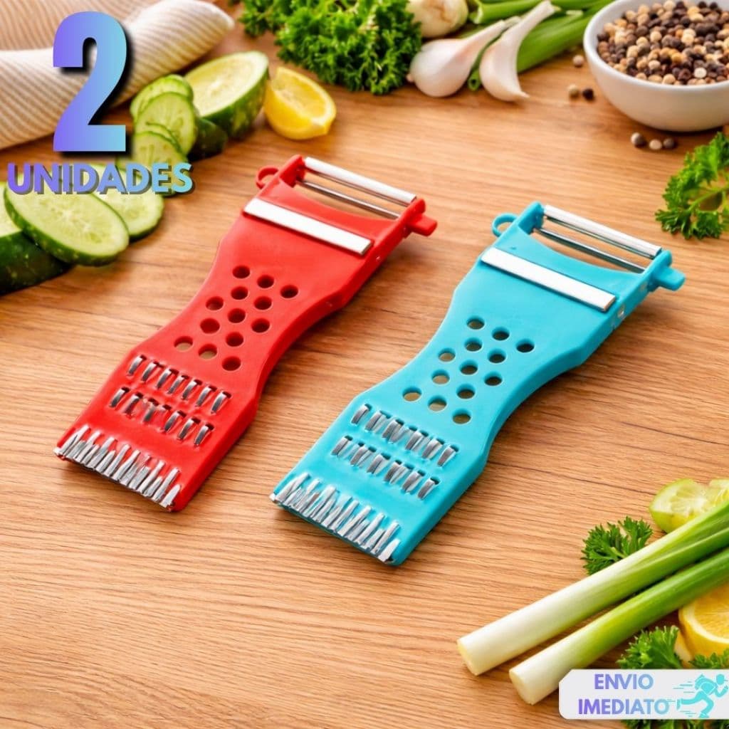 kit 2 Descascador Ralador Fatiador Picador 5 em 1 Multifuncional / Cozinha Pratica