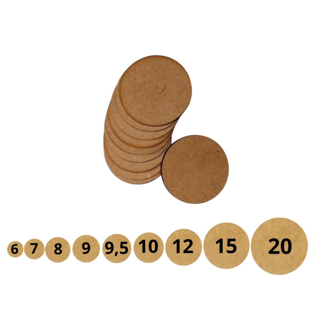 Kits Bolachas no MDF Crú Círculo Aplique Decoração Porta Copos Placa Base suporte vários tamanhos