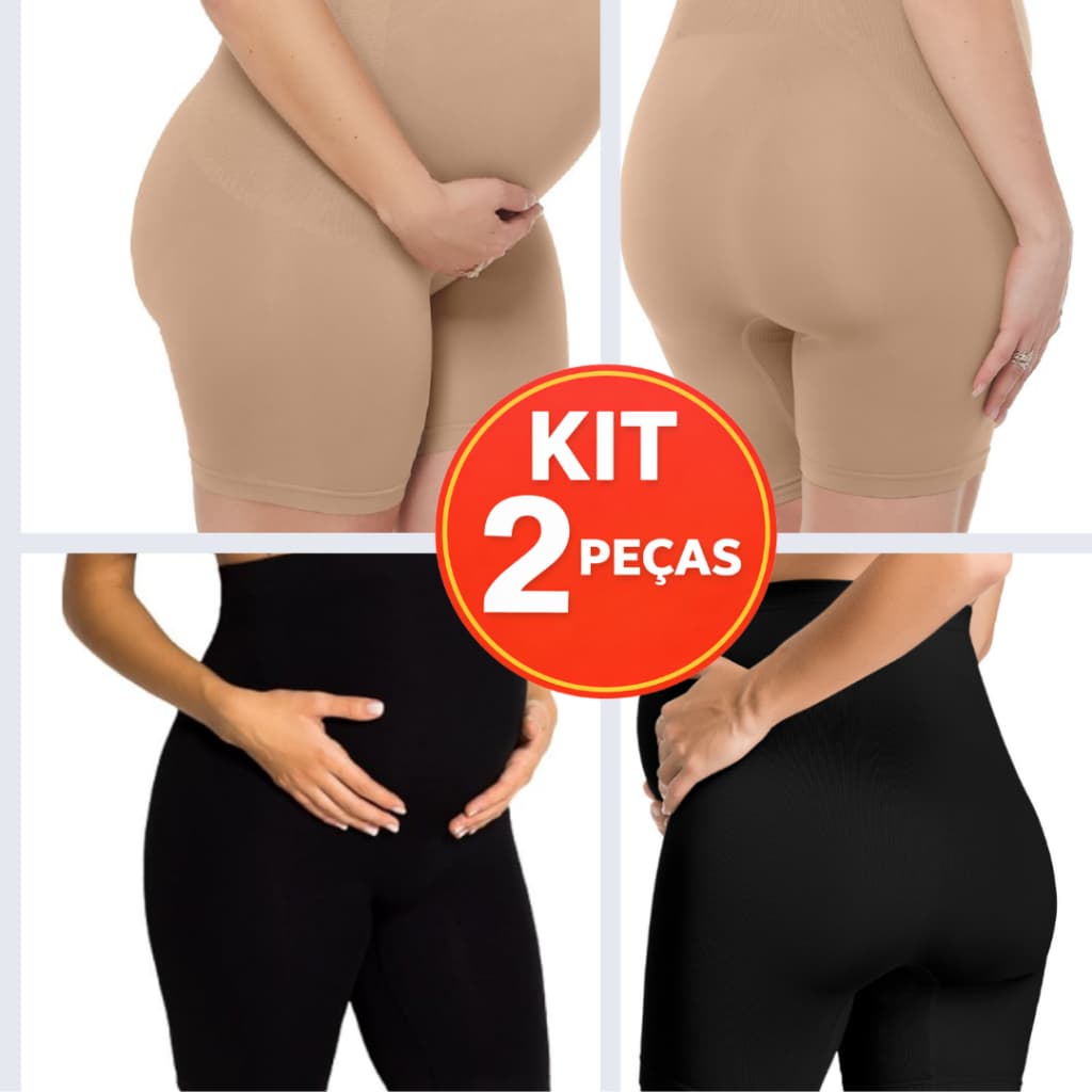 KIT 2 Bermudas Maternidade para Gestante Zee Rucci Maternity Sem Costura Anatômica