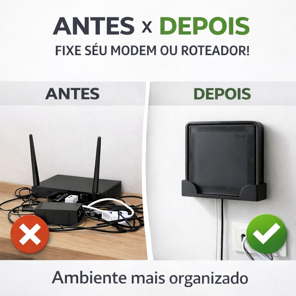 Suporte De Parede Para Modem e Roteador WiFi Organizador Vertical Fixação Segura Internet Fibra Suporte Router