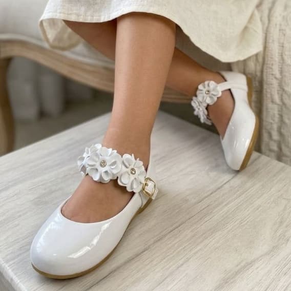 Sapatilha Criança Menina Boneca Conforto Antiderrapante com Flores BgiStore