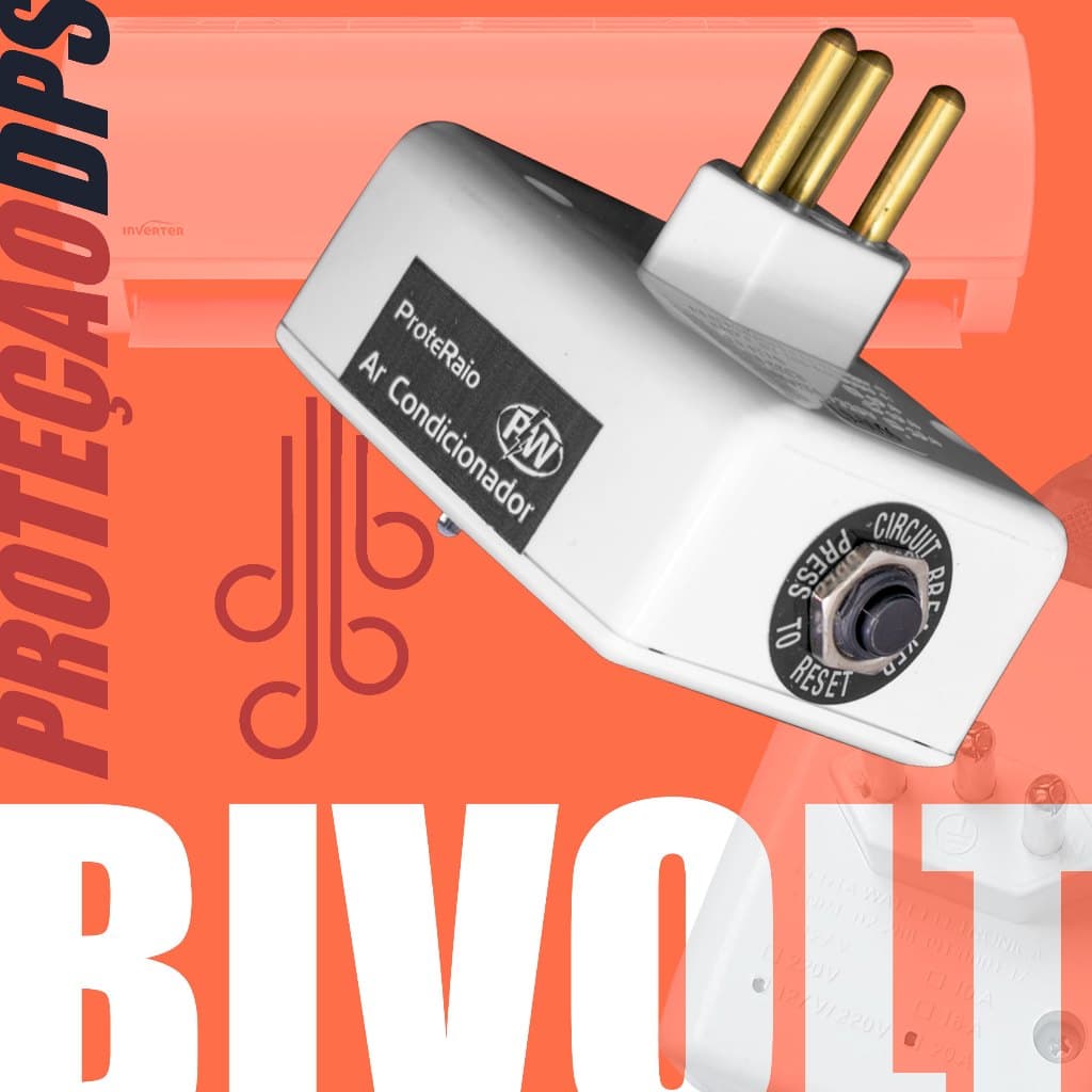 Protetor Contra Surtos Elétricos DPS para AR CONDICIONADO Bivolt PW Anti Raio 3 Pinos Bivolt