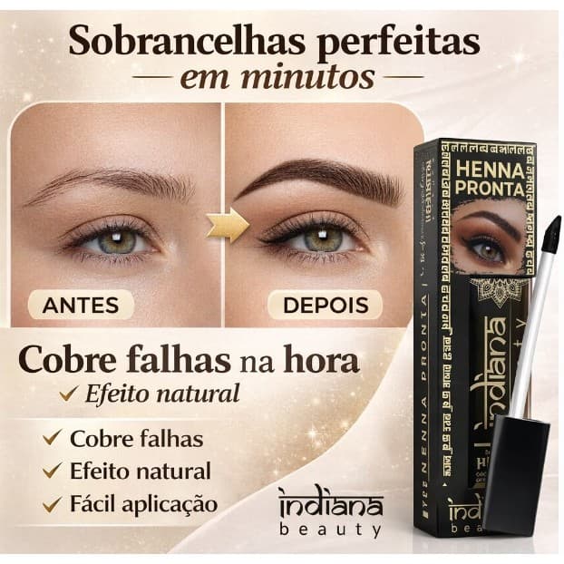 Henna Sobrancelha Natural Pronta para Uso | Cobre Falhas | Alta Fixação | Indiana Beauty
