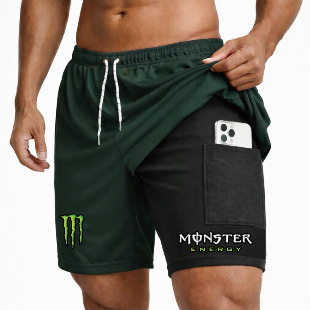 Bermuda De Compressão 2 Em 1 Dry Fit Com Elastano MONSTER, Ideal Para Treinos, Academia