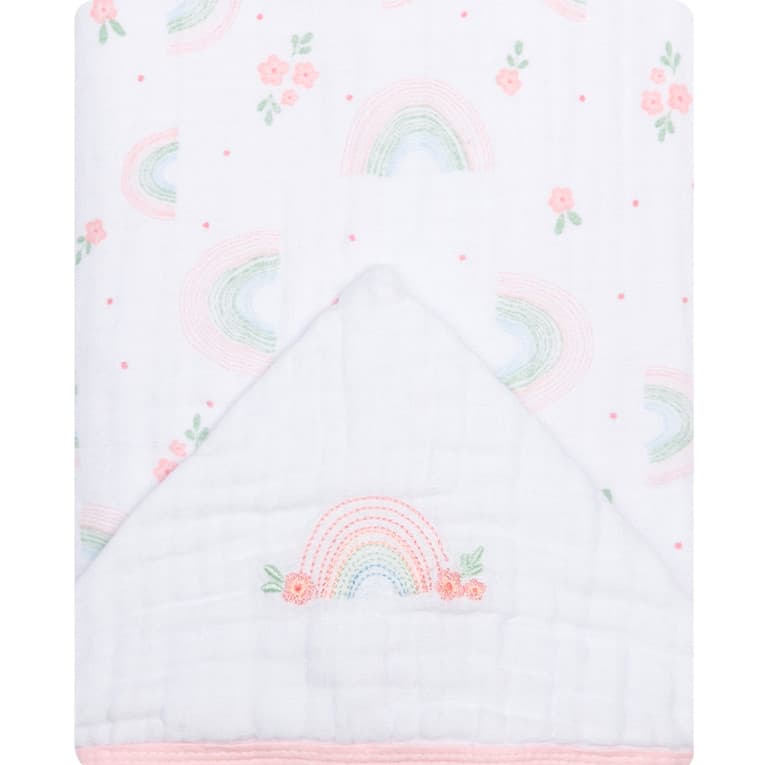 Toalha De Banho Bebê Papi Soft 3 Camadas de Fralda C/ Capuz Bordado 90Cm X 75Cm