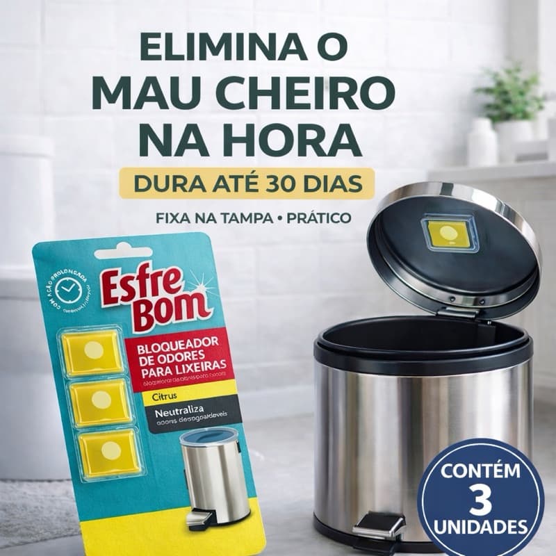 Eliminador de Odor Lixeira EsfreBom Citrus Bloqueador de Cheiro Neutralizador 3 ou 9 Unidades Anti Mau Cheiro