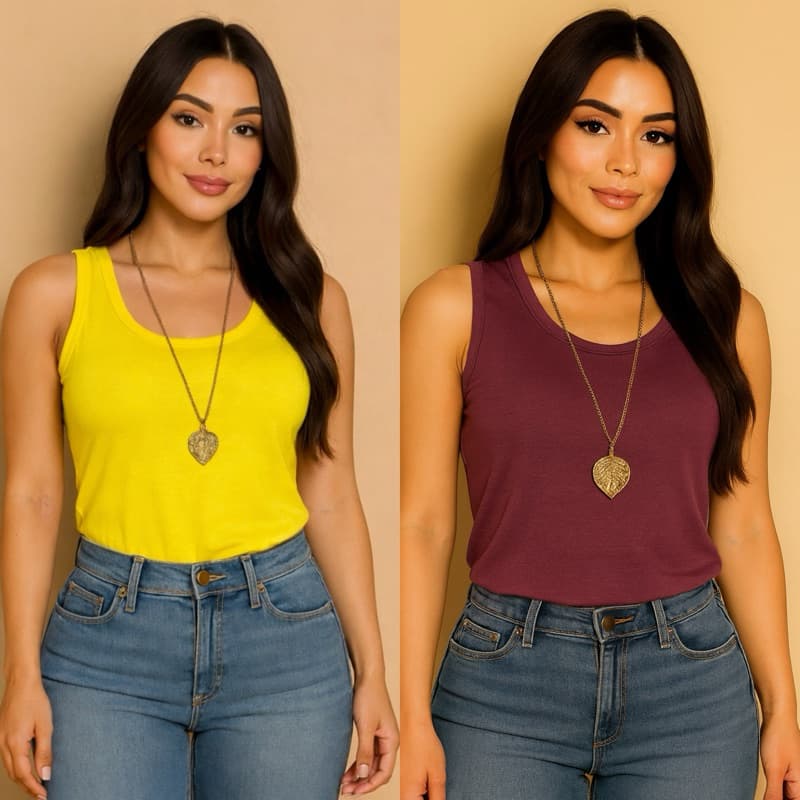 Kit com 2 Regatas Femininas Básicas em Viscolycra | Alça Larga e Conforto