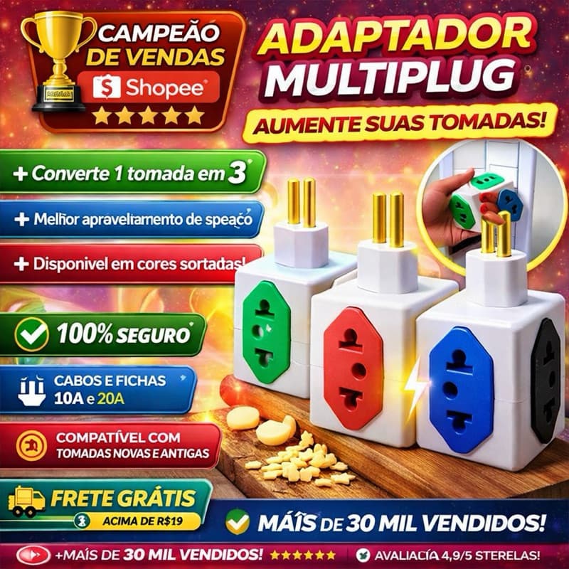 Adaptador de Tomada em Cubo 2 Pinos 10A 20A 110V 220V Multifuncional