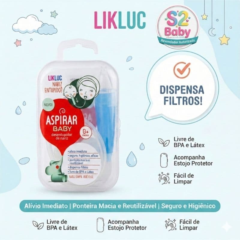 Aspirar Baby Likluc Aspirador Nasal Infantil Bebê Limpeza Nariz Sugador Secreção Resfriado Estojo