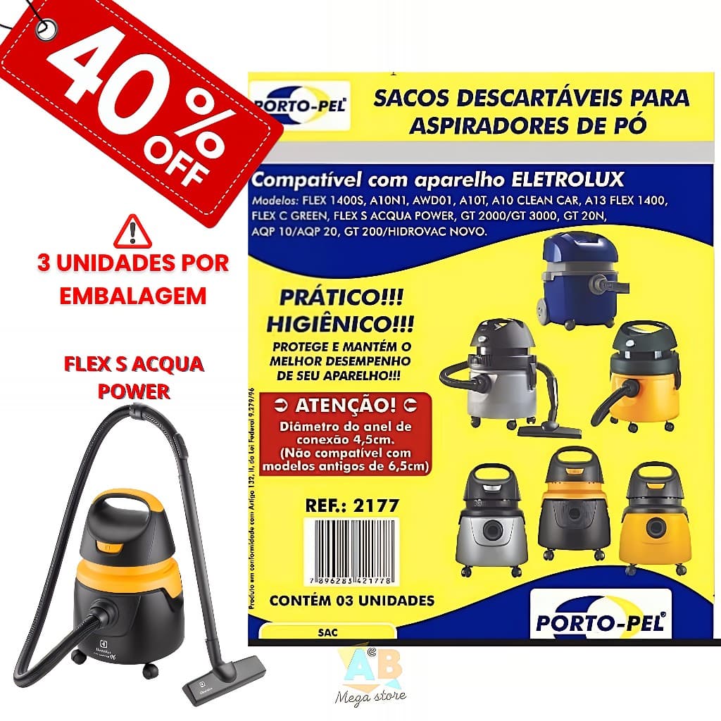 KIT Filtro aspirador Electrolux 2177 elimina ácaro protege o Motor ambiente limpo FLEX S ACQUA POWER