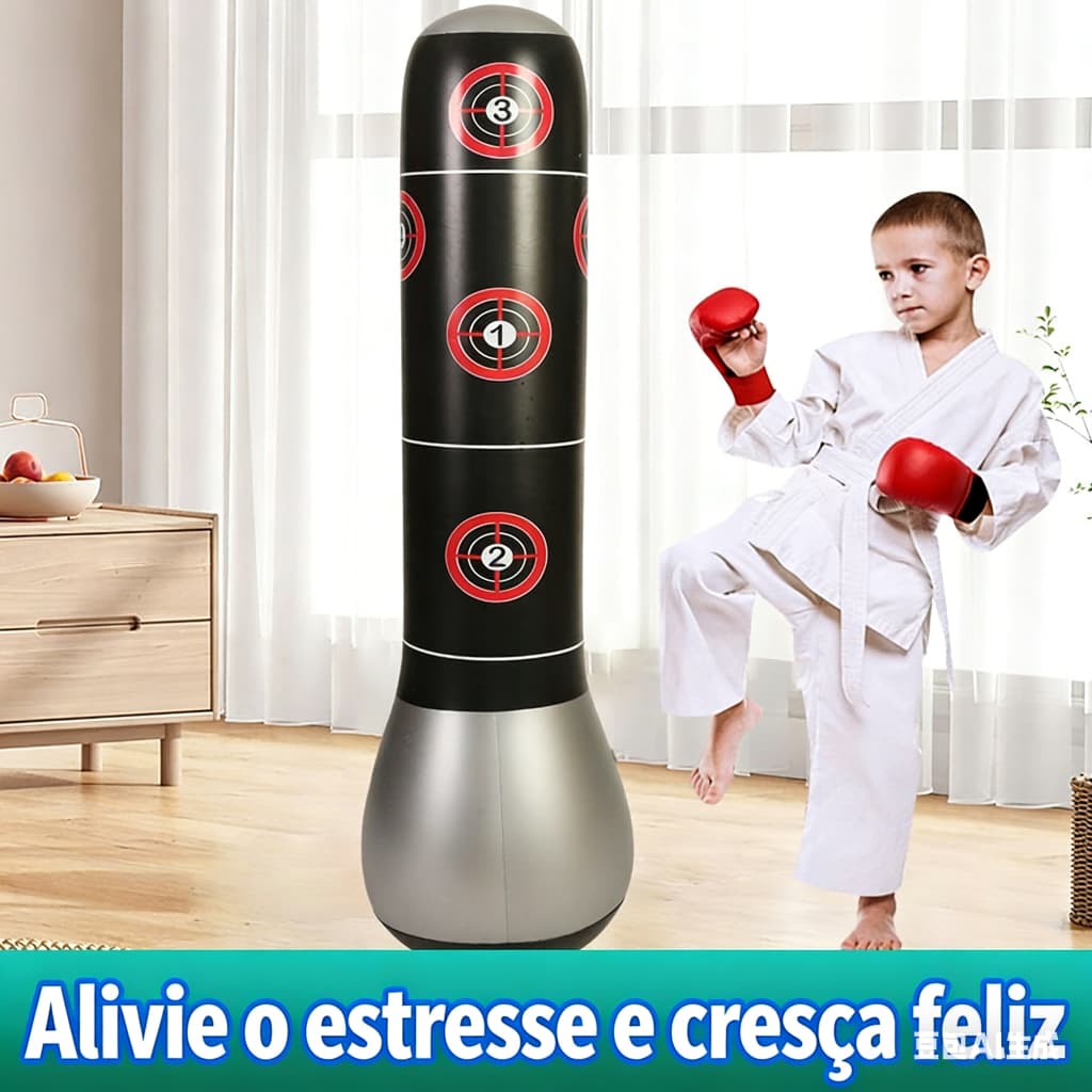 Saco de boxe interativo para crianças e adultos de 1,5 m para entretenimento，Bomba de ar grátis  M-54