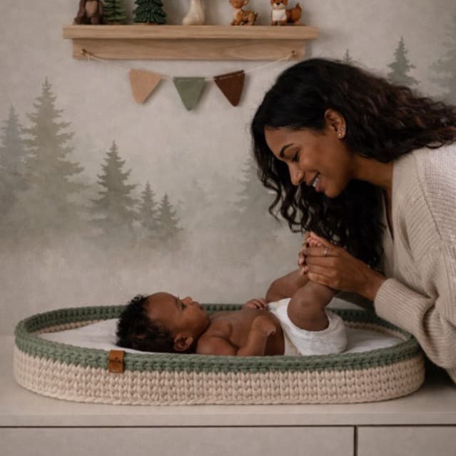 TROCADOR DE BEBÊ DE FIO DE MALHA FEITO A MÃO ENVIO IMEDIATO