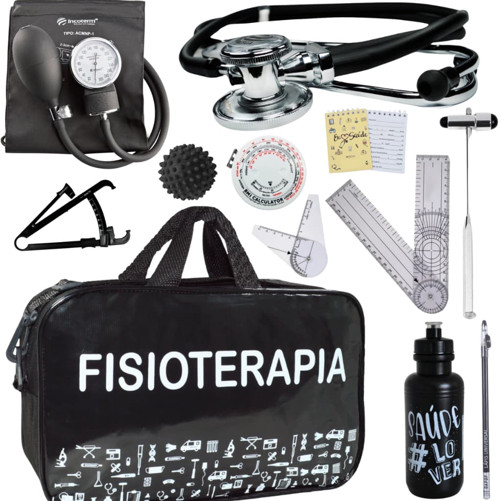 Kit Fisioterapia Aparelho Pressao Estetoscopio Duplo Adulto Martelo Buck Fita Goniometro Completo