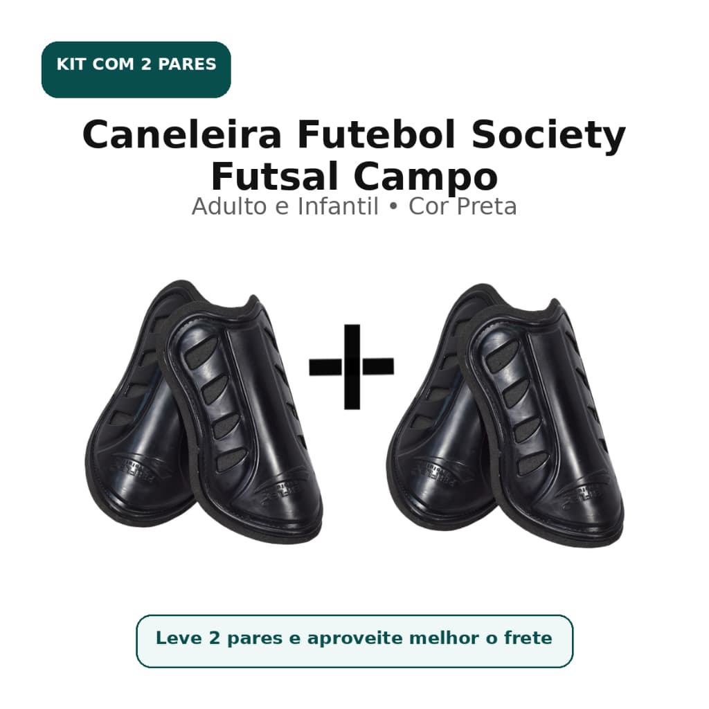 Kit 2 Pares Caneleira Futebol Futsal Society Campo Adulto Infantil