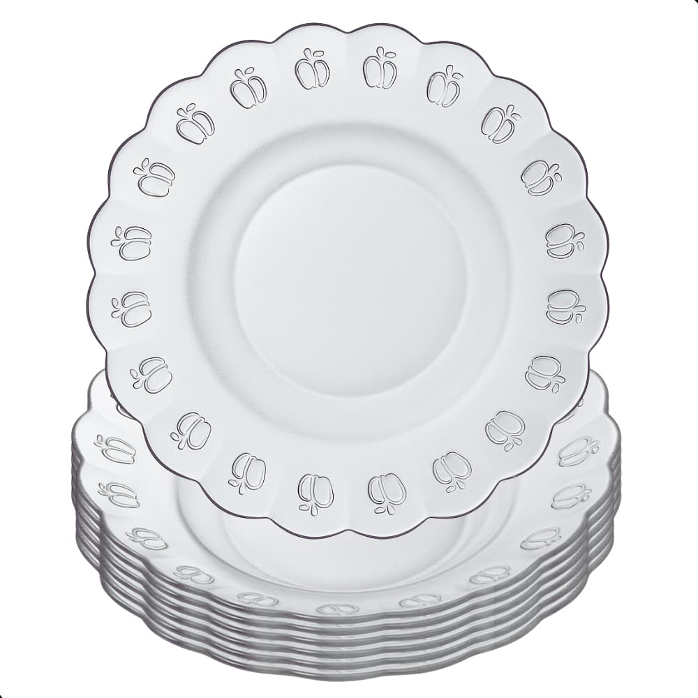 Jogo De Pratos Fundos 6 Peças Em Vidro Para Almoço/Jantar