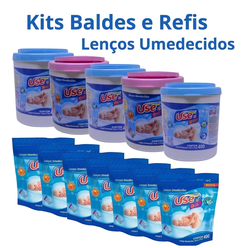 Kit Lenços Umedecidos Balde Refil Use It Baby