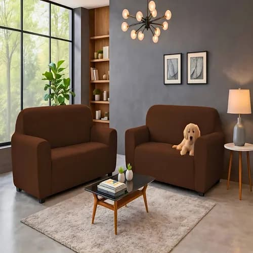 Capa Forro de Sofá 2 e 3 Lugares Coladinha Ligadinha Malha 2 Capas– Ajustável, Lavável e Confortável