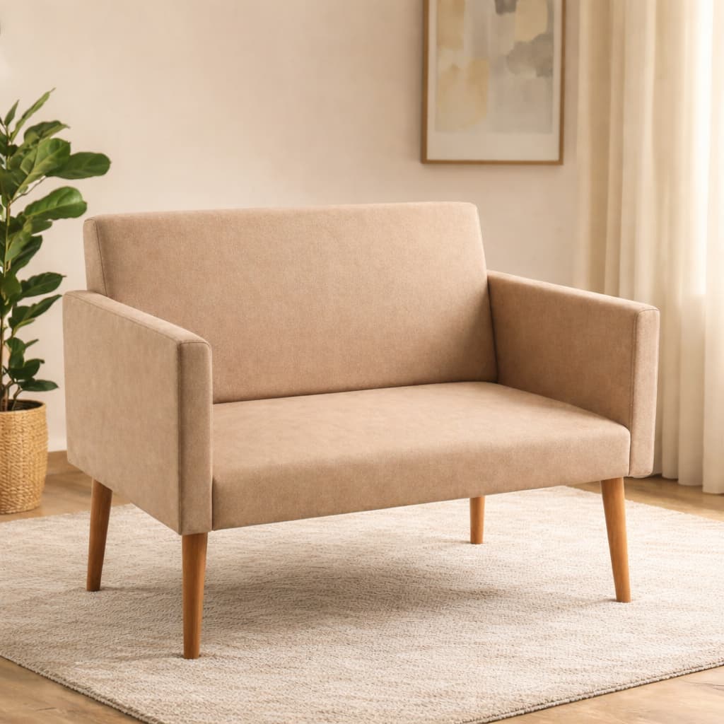 Poltrona Decorativa 2 Lugares Suede Luxo Moderna Confortável Sala Quarto até 200kg