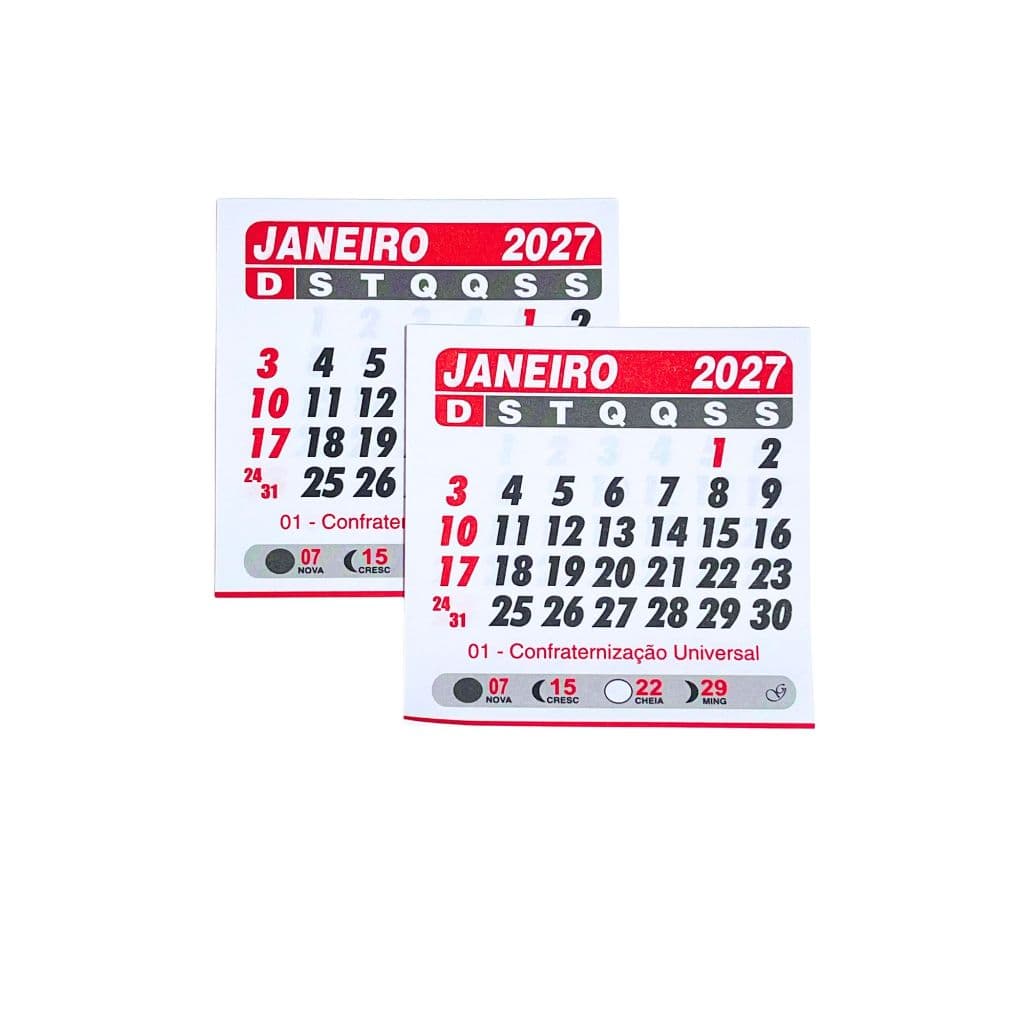 100 Bloco Para Mini Calendário 2027 Para Imã De Geladeira Já Destacado 5x5