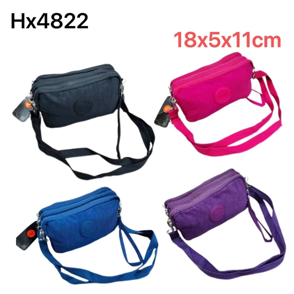 Bolsa Tiracolo  Pequena de Mão Com 2 Alças  3 Camadas Com Zíper Porta Celular Nylon 4822