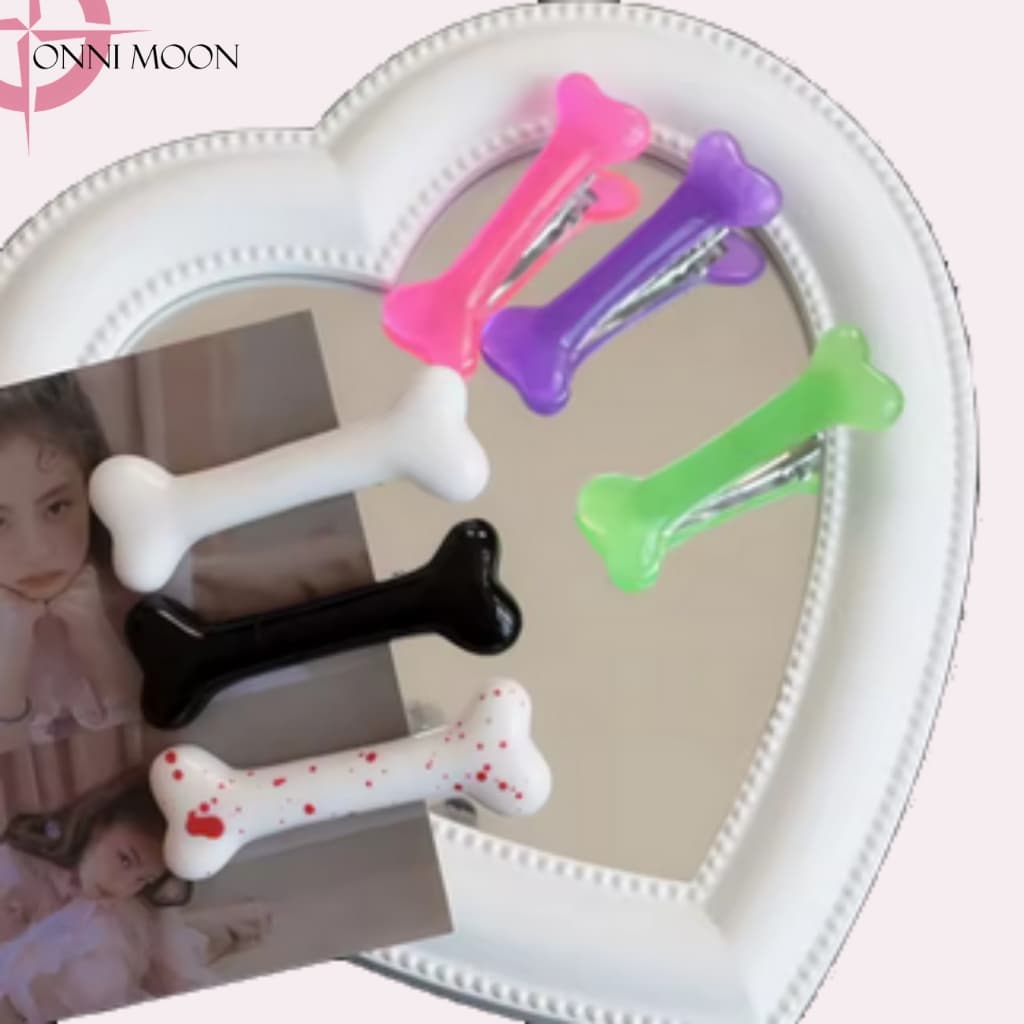 Presilha Grampo de Cabelo Osso Ossinho Kawaii Scene Lolita K-pop Cutecore Anime Decora Aesthetic Y2K Grunge Punk Gótico