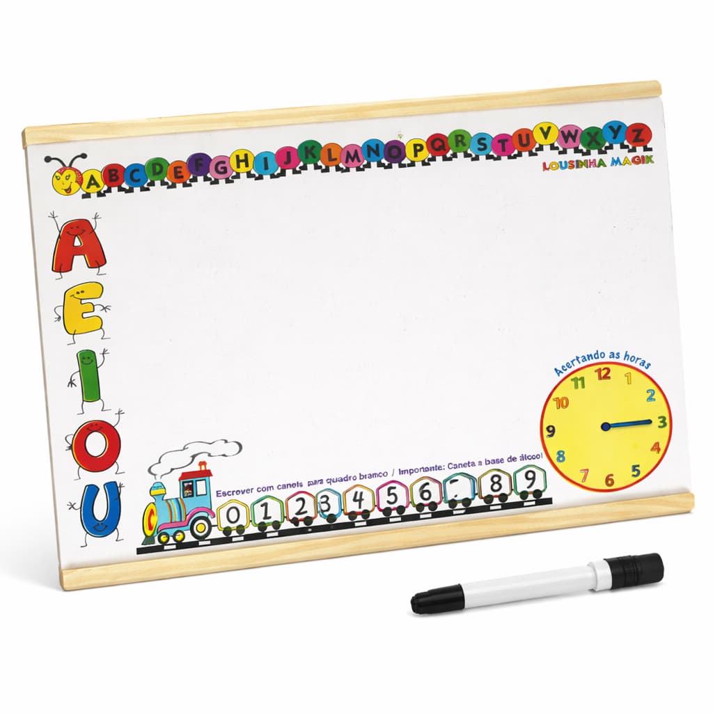 Lousa Quadro Branco Escolar Médio Moldura Madeira +1 Caneta com Apagador BRINDE 40x29cm