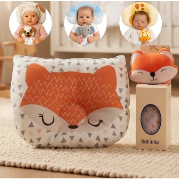 Naninha com Prendedor de Chupeta + Travesseiro Anatômico para Bebê Kit 2 peças