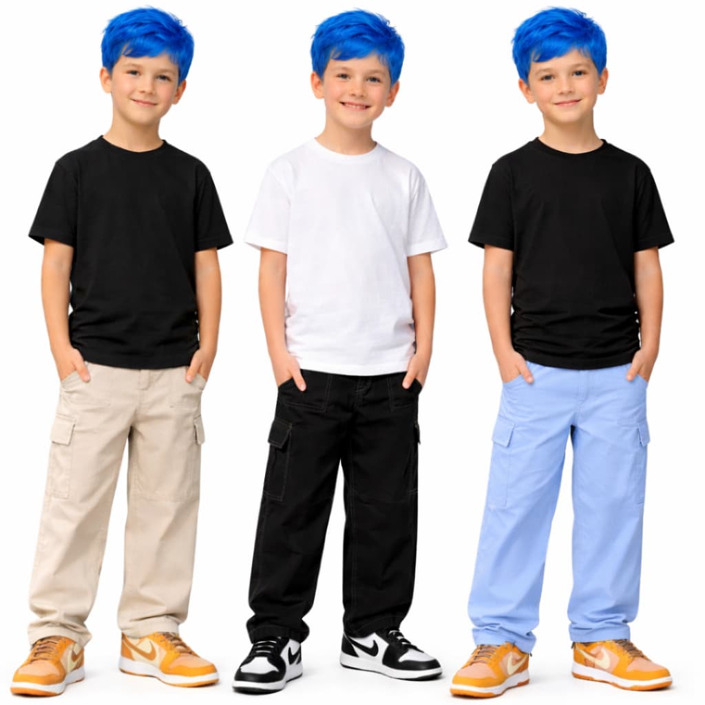 Calça Infantil Cargo Sarja Menino Menina Juvenil Tamanhos Do 2 ao 16 Com bolsos laterais Premium  Elástico e Cordão