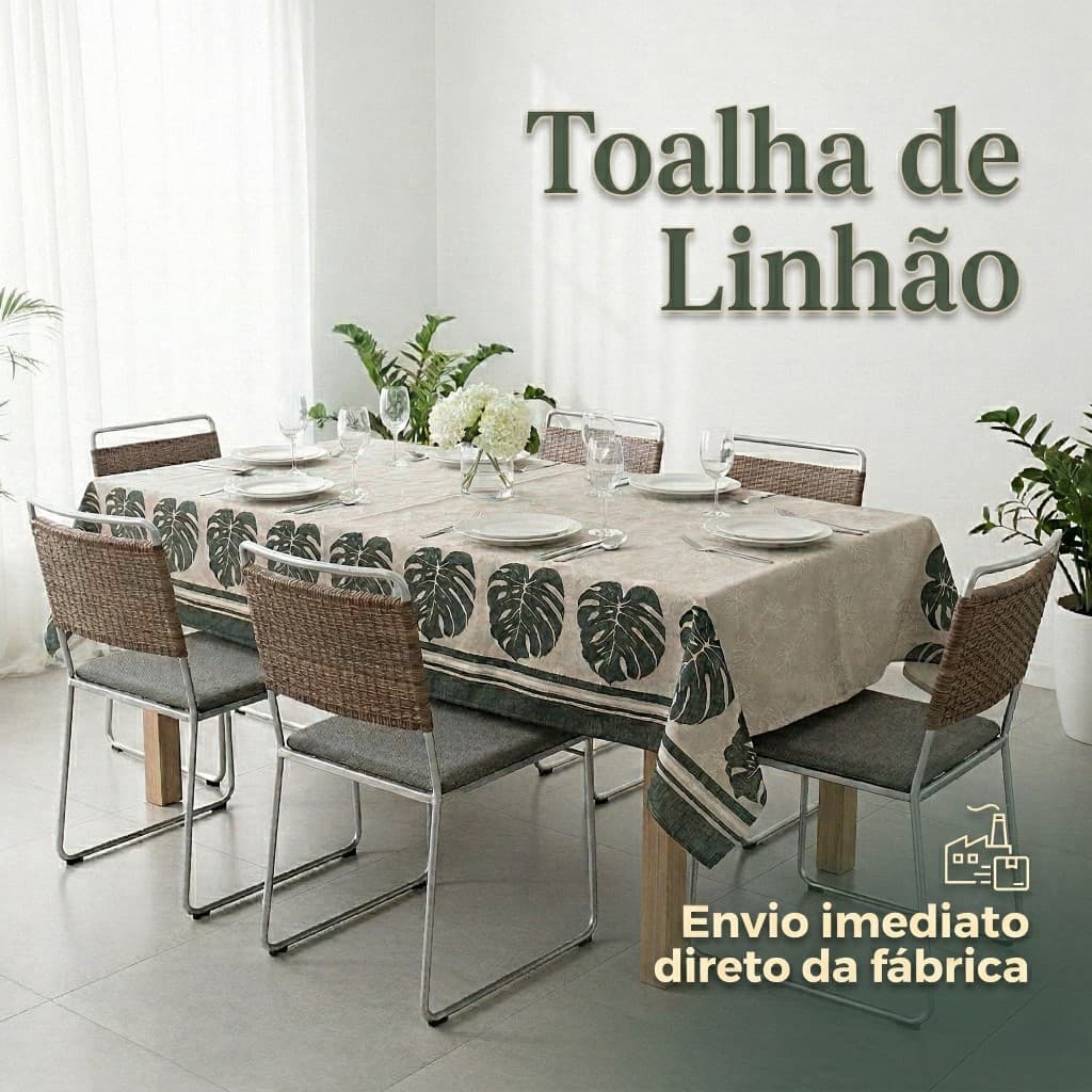 Toalha/Forro de Mesa 4, 6, 8,10, 12, 14 Cadeiras/Lugares em Linhão Premium