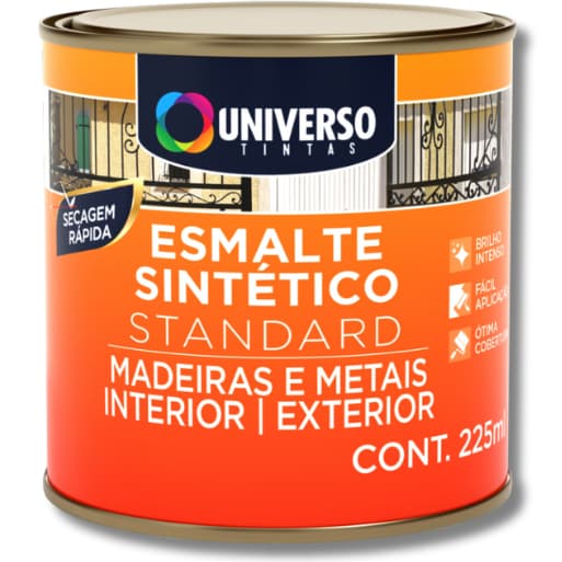 Tinta Esmalte Sintético Standart Universo 225ml Para Madeira E Metal Secagem Rápida Cores