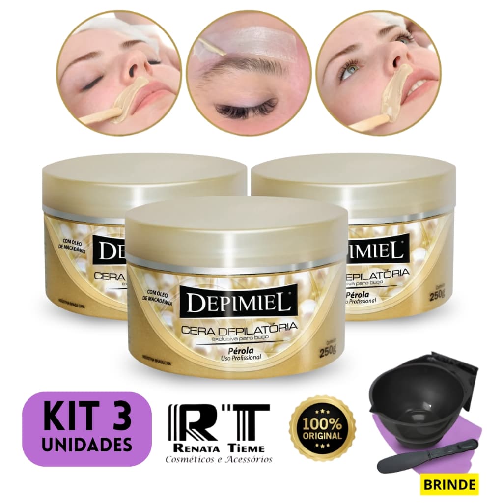 Kit Com 3 Cera Perola Depimiel Para Buço - 250g Profissional