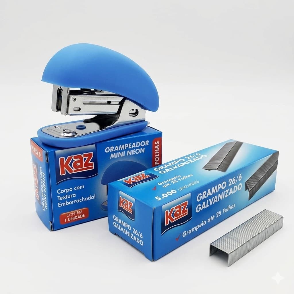 Mini Grampeador Neon Kawaii Portátil Fofo para Estojo Escola Escritório