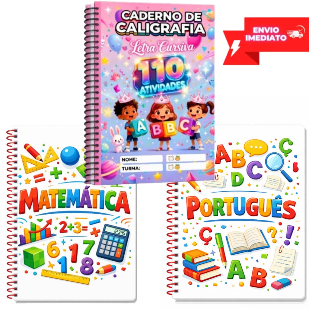 Livro de Atividades Alfabetizaçao Infantil Apostila de Matemática, Caligrafia e Português