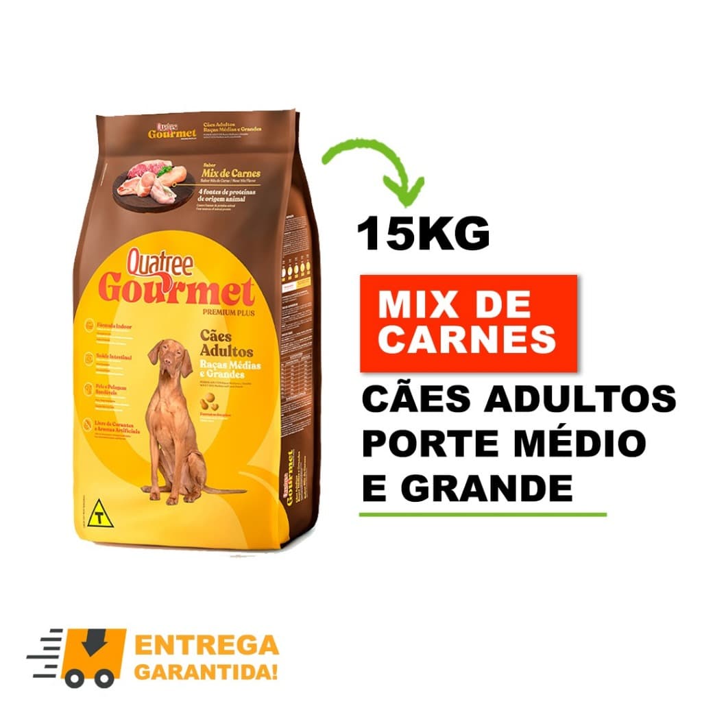 Ração Quatree Gourmet Adulto Raça Média e Grande 15 kg